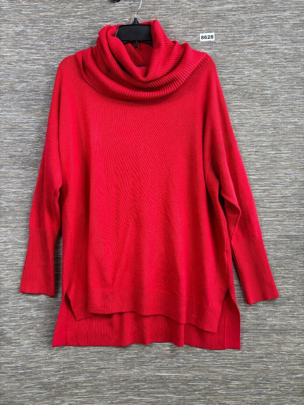 French Connection Cowl Neck Tunic Sweater Size 1X Red Pullover Classic Career